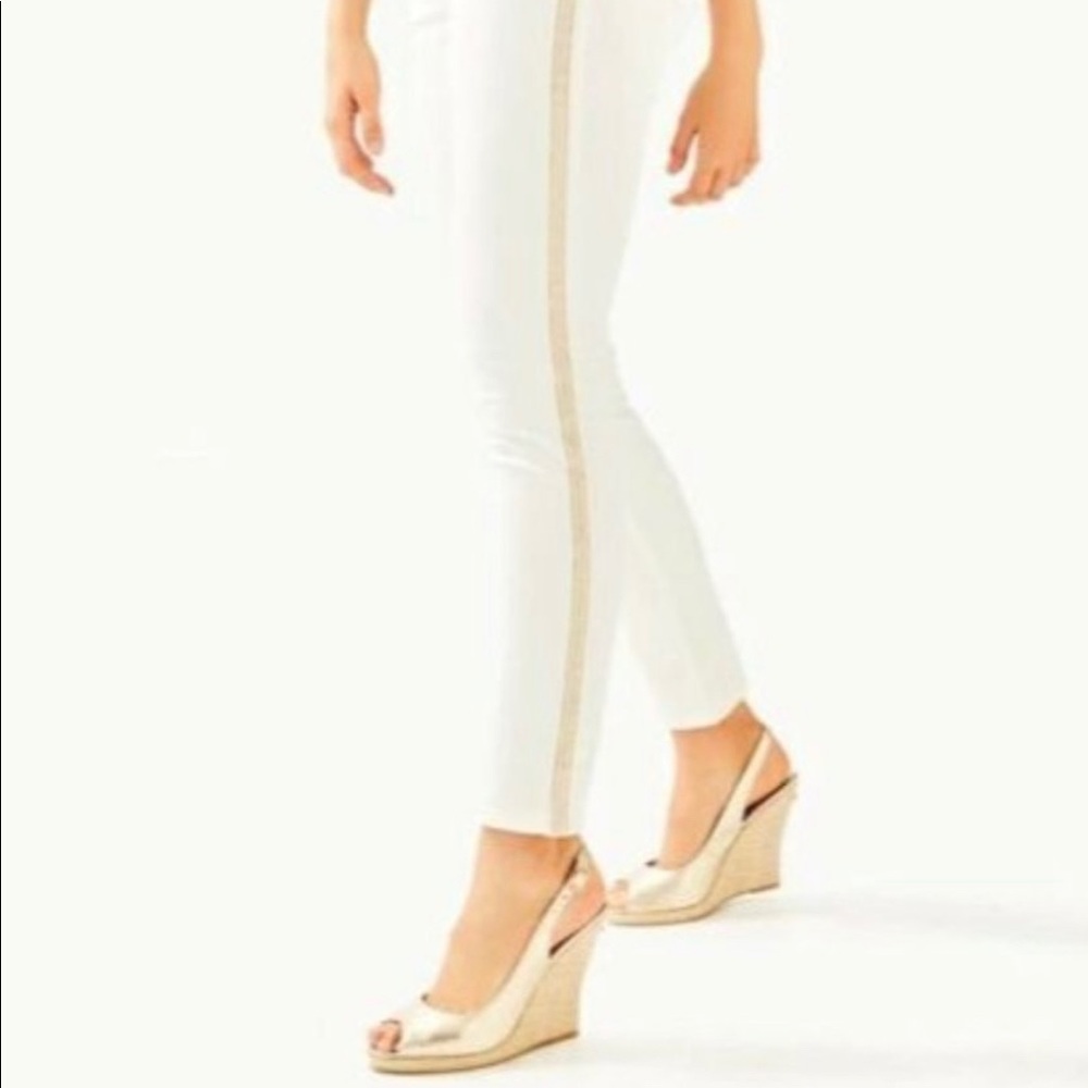 Lilly Pulitzer white gold trim jeans